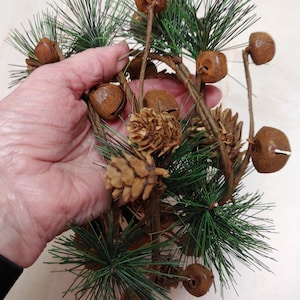 Pine Garland with Bells and Pine Cones, 5 feet