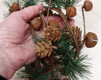 Pine Garland with Bells and Pine Cones, 5 feet