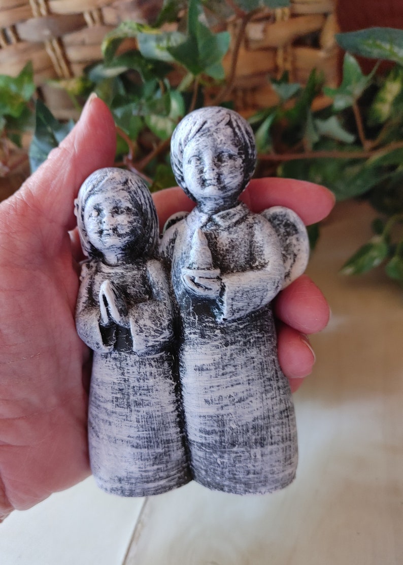 Boy and Girl Angel Concrete Angels Cement Figurine Cement Etsy