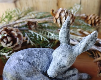 Concrete Fawn Figurine: Garden Deer Accent