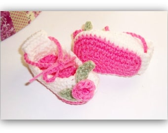 Crochet Pattern Rosebud Ballerina Booties  0-3 mos. Size