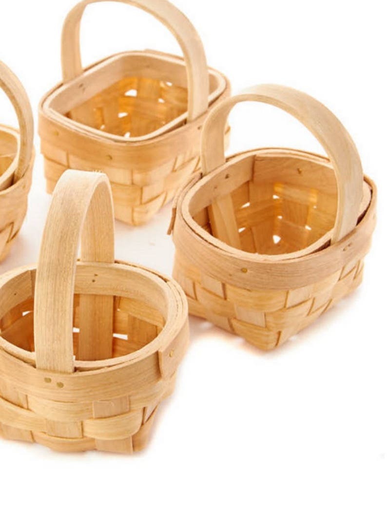 Set of 3 Miniature Chipwood Baskets 4 Different Shapes to Etsy