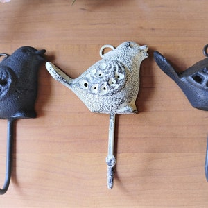 Cast Iron Bird Wall Hook: Antique Finish Decor