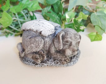 Small Concrete Gray Angel Dog, Cement Figurine, Cement Angel Dog, Concrete Memorial, Angel Dog Paperweight, Angel Dog