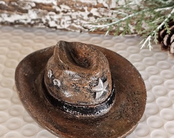 Cowboy Hat, Concrete Paper Weight,  Western Hat, Cement, Western Decor, Garden , Concrete Sculpture, Shelf Decor, Western Fan, Cowboy Fan