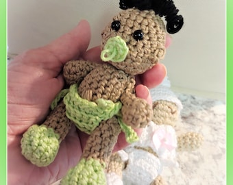 Tiny 5" Baby Boy or Girl Doll and Clothes Crochet Pattern