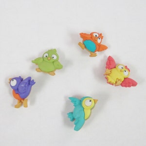 Bird Brain Bird  Buttons  Set of 5