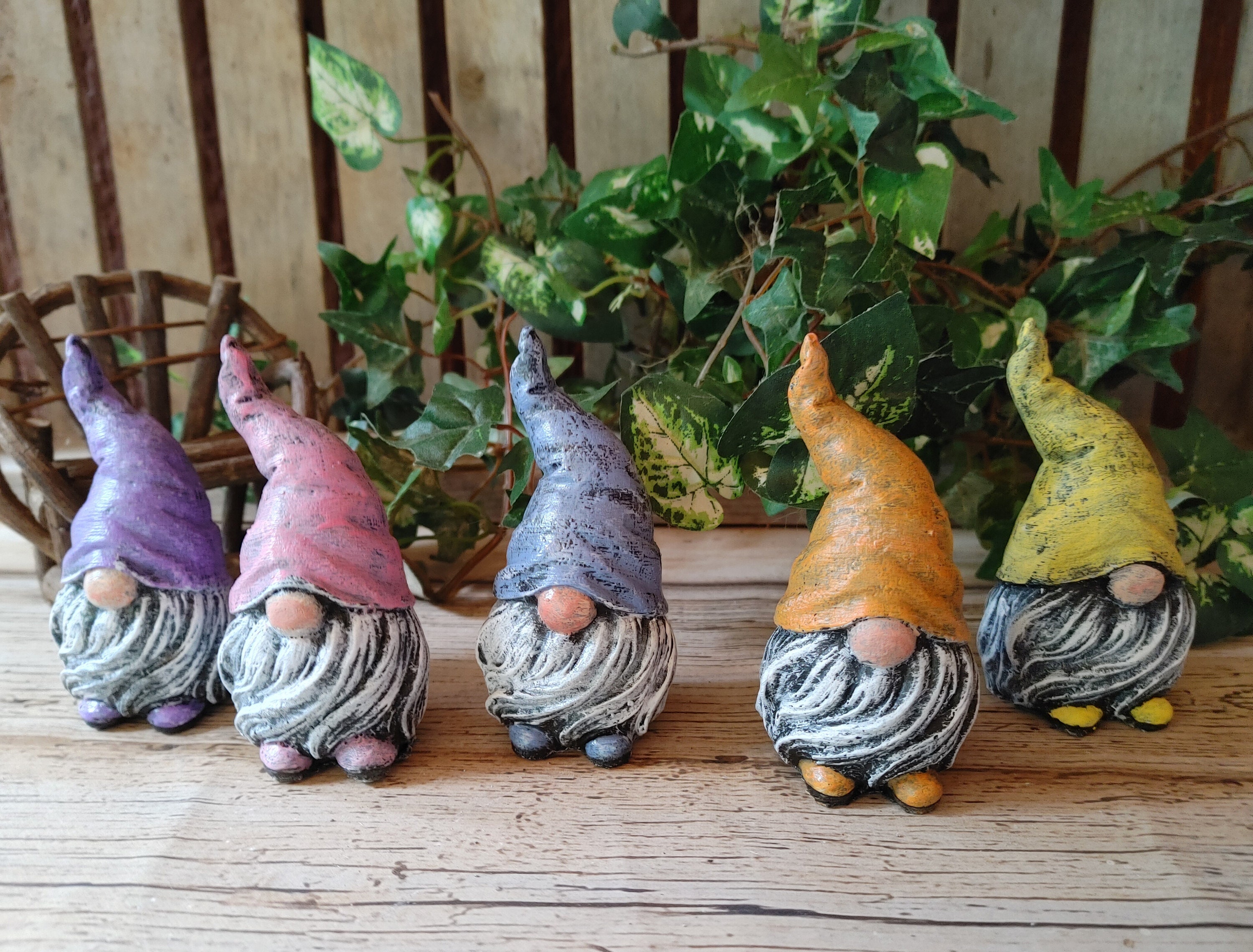 One Concrete Gnome, Choose your Color, Cement Figurines, Cement Gnomes, Garden Gnomes, Small Gnomes, Listing is for One