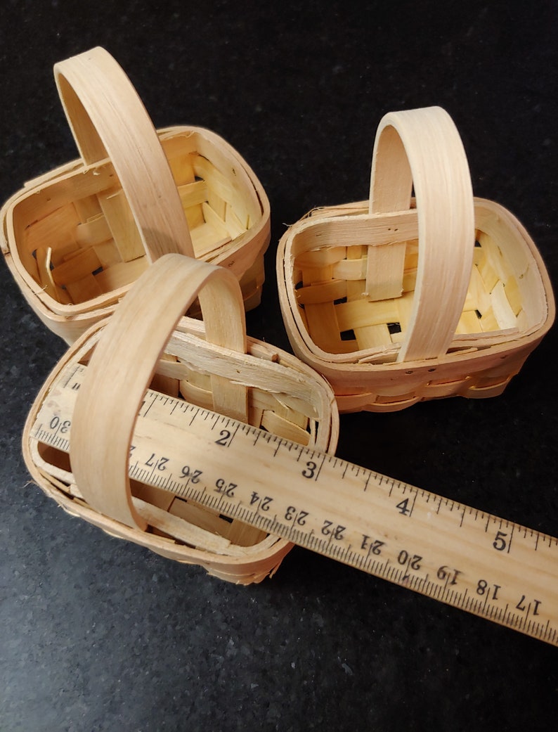 Set of 3 Miniature Chipwood Baskets 4 Different Shapes to Etsy