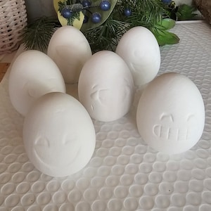 Bisque Ceramic Emoji Egg: DIY Painting Craft (2&quot; Dia. x 2.5&quot; H)