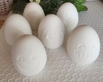 Bisque Ceramic Emoji Egg: DIY Painting Craft (2" Dia. x 2.5" H)