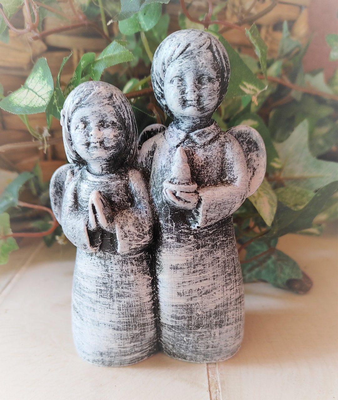 Boy and Girl Angel, Concrete Angels, Cement Figurine, Cement Angels