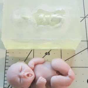 Newborn Yawning Baby Laurel 2.5 Soft Clear Transparent View Silicone Mold for Fondant, Polymer Clay, Cake Decorating Handmade Supply image 1