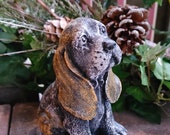Concrete Basset Hound, Cement Figurine, Cement Basset Hound