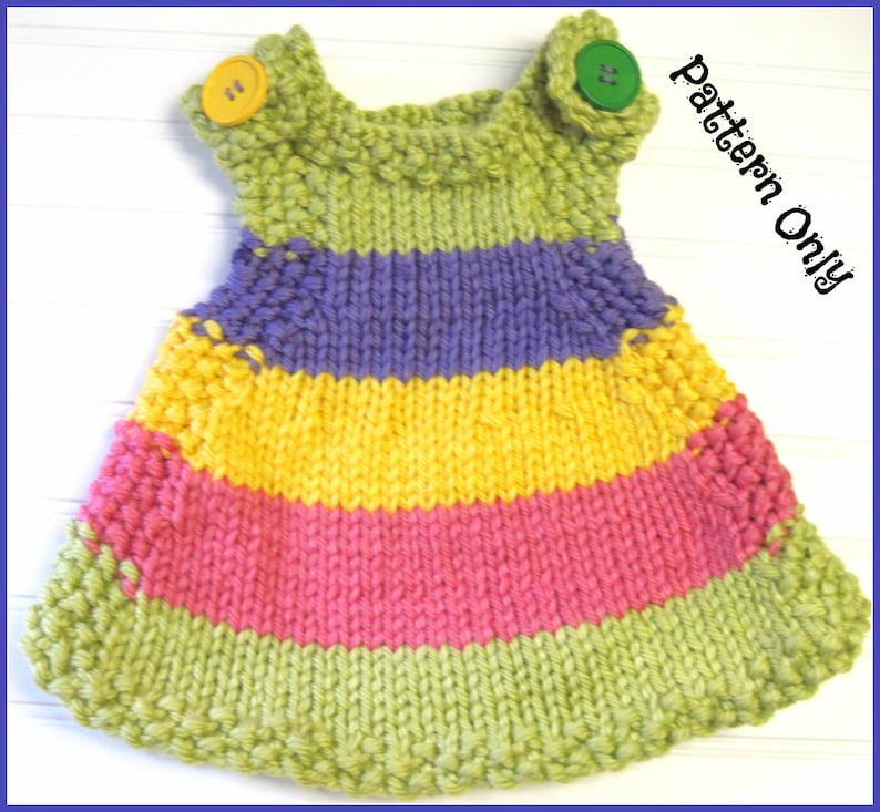 Colorful Jumper Dress Knitting Pattern in Bulky Yarn Child 1 Etsy