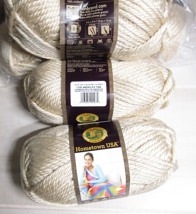 Lion Brand Hometown USA Yarn Super Bulky 6 Los Angeles Tan Etsy
