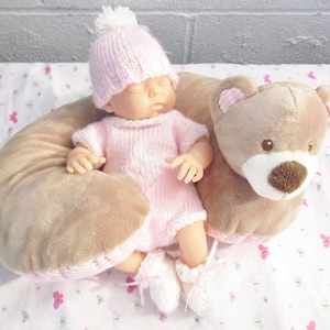 Romper Hat and Booties Pattern  for 10&quot; Doll Knitted