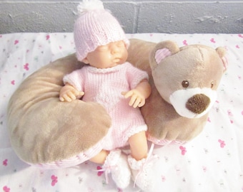 Romper Hat and Booties Pattern  for 10" Doll Knitted