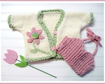 Knitting Pattern Springtime Sun Set Cardigan and Halter Top Child 1 to 6 years