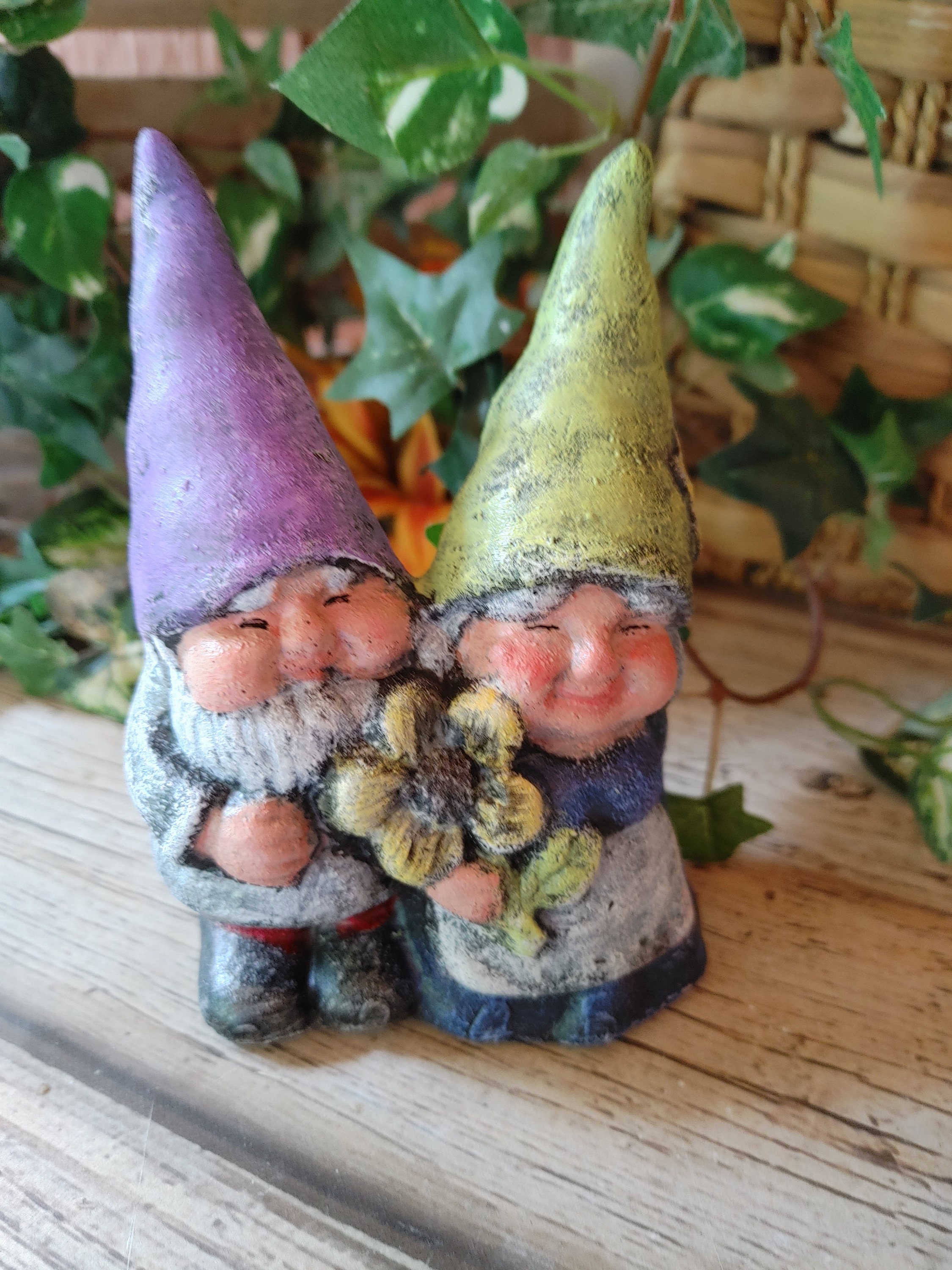 One Figurine of Concrete Gnome Couple Cement Gnomes Concrete | Etsy