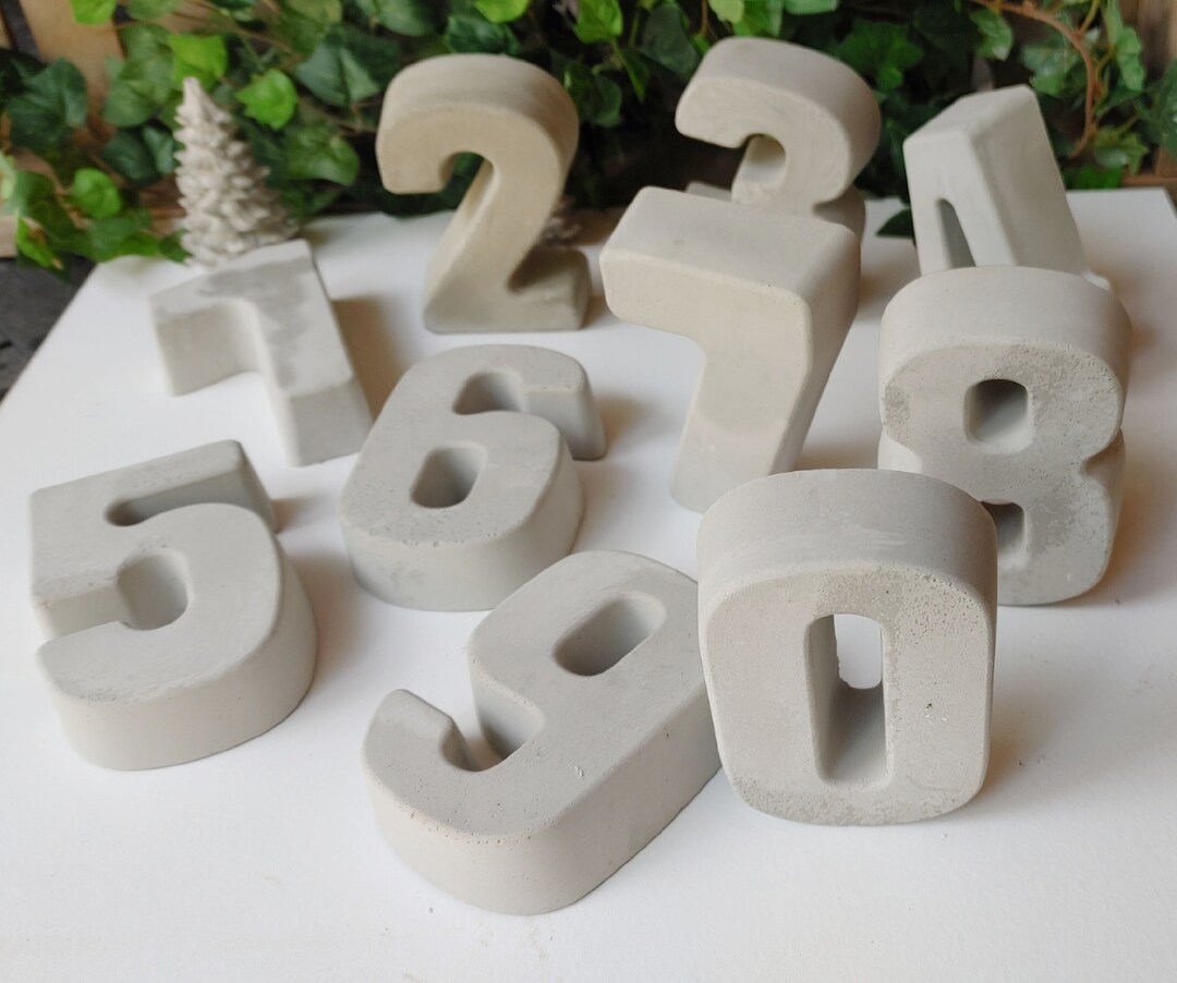 4 Tall Concrete Numbers Cement Numbers, DIY Paint Numbers Minimalist