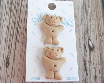 Teddy Bear Cookie Sweet Treats Buttons  Set of 2