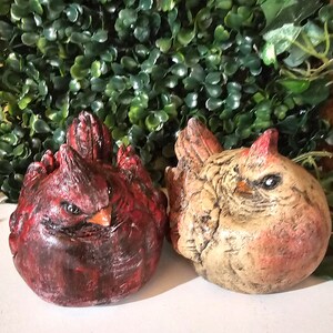 Concrete Cardinal Figurine: Handcrafted Cement Bird Garden Decor