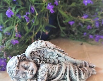 Concrete Sleeping Child Angel Statue: Garden Memorial Decor