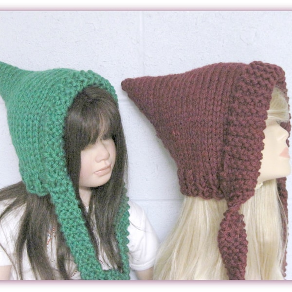 Laurel Lane Pixie Hat  in Bulky Yarn  Knitting Pattern  Adult Size