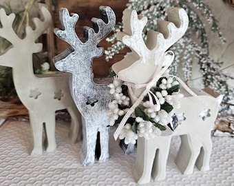 One Freestanding Concrete Christmas Deer: Choose Finish, 7.5" x 5" x 1"