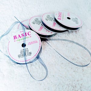 Set of 3 Sheer Ribbons - Organza - Nine Colors - 1/4 inch x 5 yds