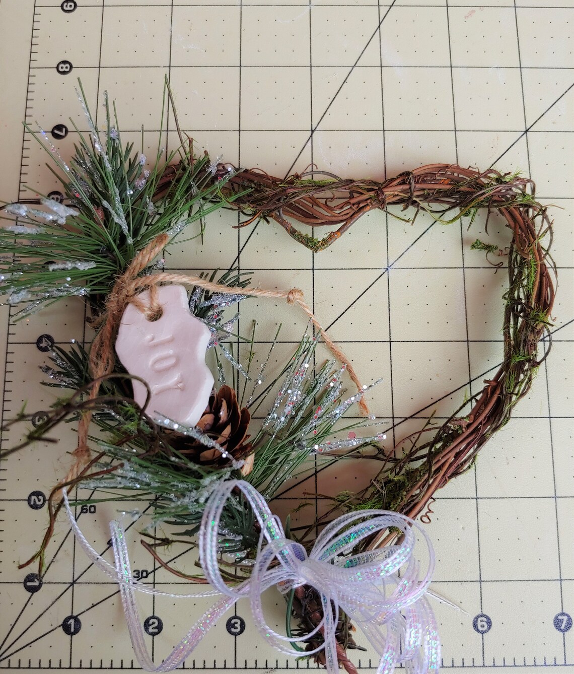 6 Heart Shaped Grapevine Wreath with Stoneware Clay Joy Etsy