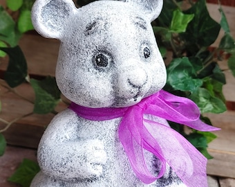 Concrete Teddy Bear, Cement Figurine, Cement Bear, Concrete Figurine,  Garden Bear, approx. 5.75" Sitting Bear