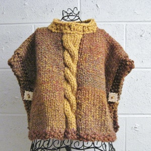 Child’s Cable Poncho  Toddler Sizes 2, 4 & 6
