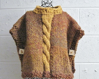 Child’s Cable Poncho  Toddler Sizes 2, 4 & 6