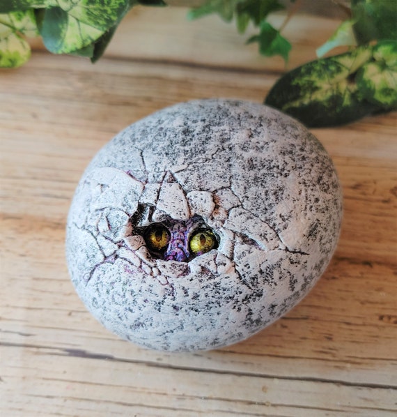 Concrete Dragon Egg Figurine: Purple Peeping Dragon Decor - Etsy