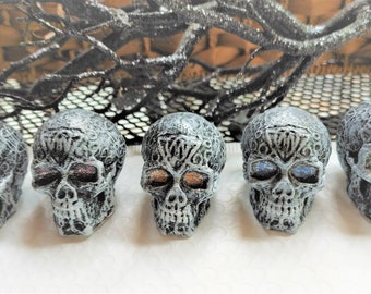 Small  2.5" Concrete Skull, Choose Eye Color, in Gift Box