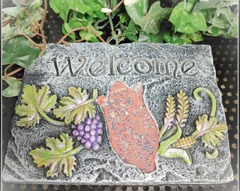 Concrete Welcome Plaque,  Cement Plaque,  Ships insured Priority