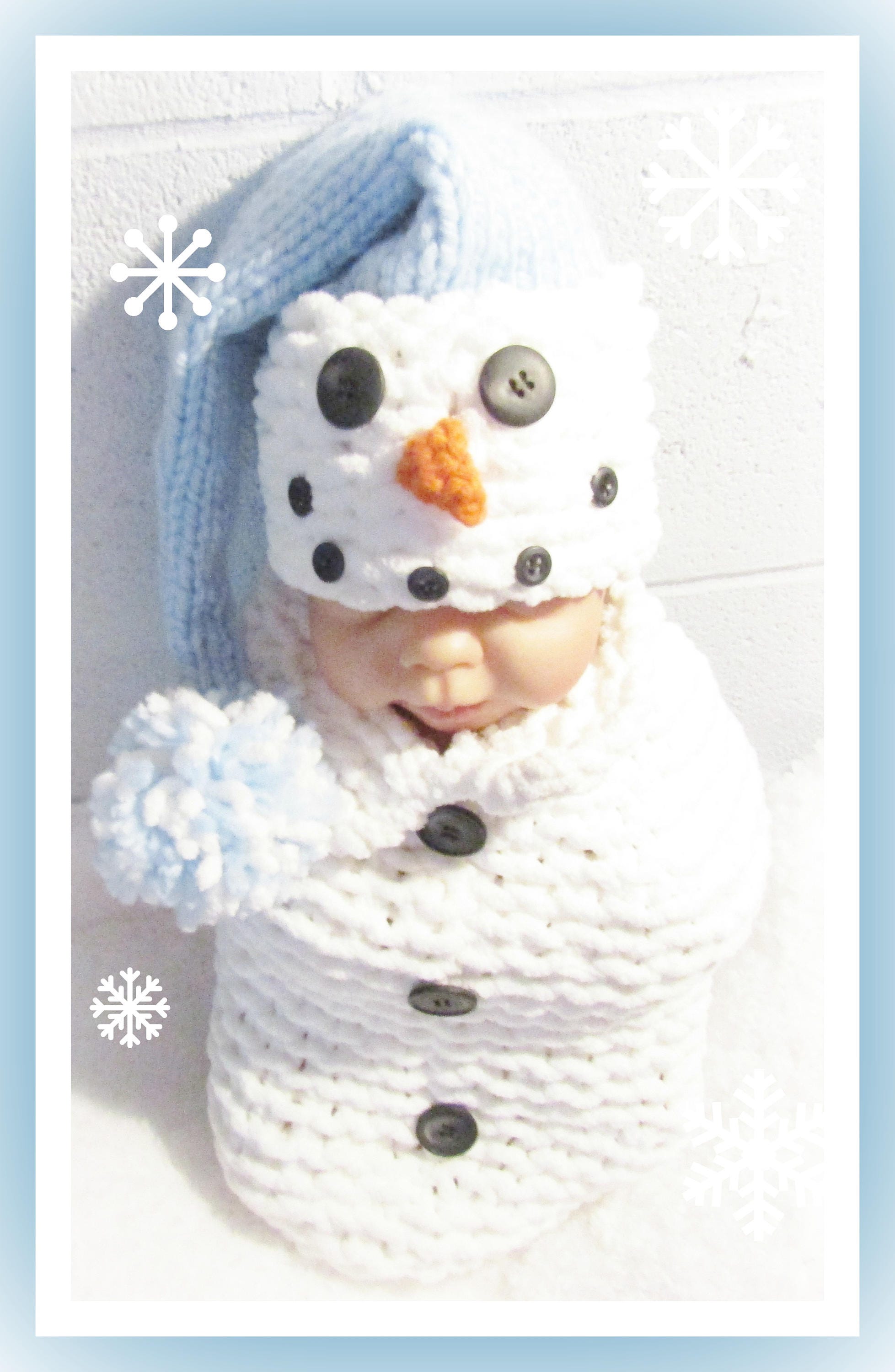 Snowman Hat Bulky Yarn Knitting Pattern for Newborn Babies Etsy