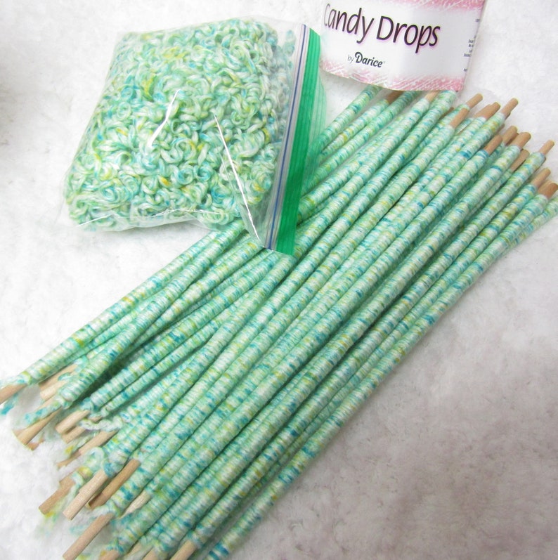 Green and Yellow Colors Curly Yarn Hair for Your Handmade Dolls