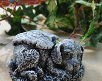 Small Concrete Angel Dog, Cement Figurine, Cement Angel Dog, Concrete Memorial, Angel Dog Paperweight, Angel Dog