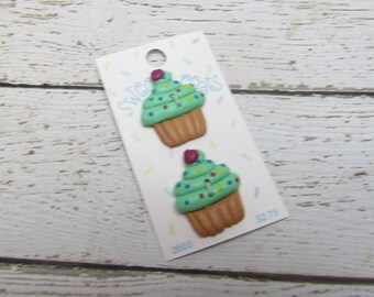 Green Cupcake Sweet Treats Buttons