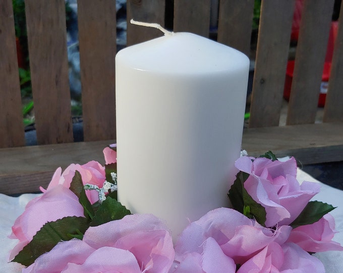Floral Candle Ring Centerpiecepeach Rose Candle Holderfrench Country