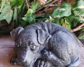 Handcrafted Concrete Dog Figurine: Patio Garden Decor