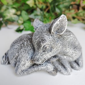 Concrete Resting Doe Figurine: Garden or Planter Decor