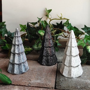 Concrete Glitter Holiday Trees: Miniature Set of 3 (3.5&quot; x 2&quot;)