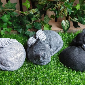 One Concrete Angel Memorial Cat, Cement Figurine, Cement Cat, Memorial Cat, Choose Light, Medium, Dark  6x4x2&quot;