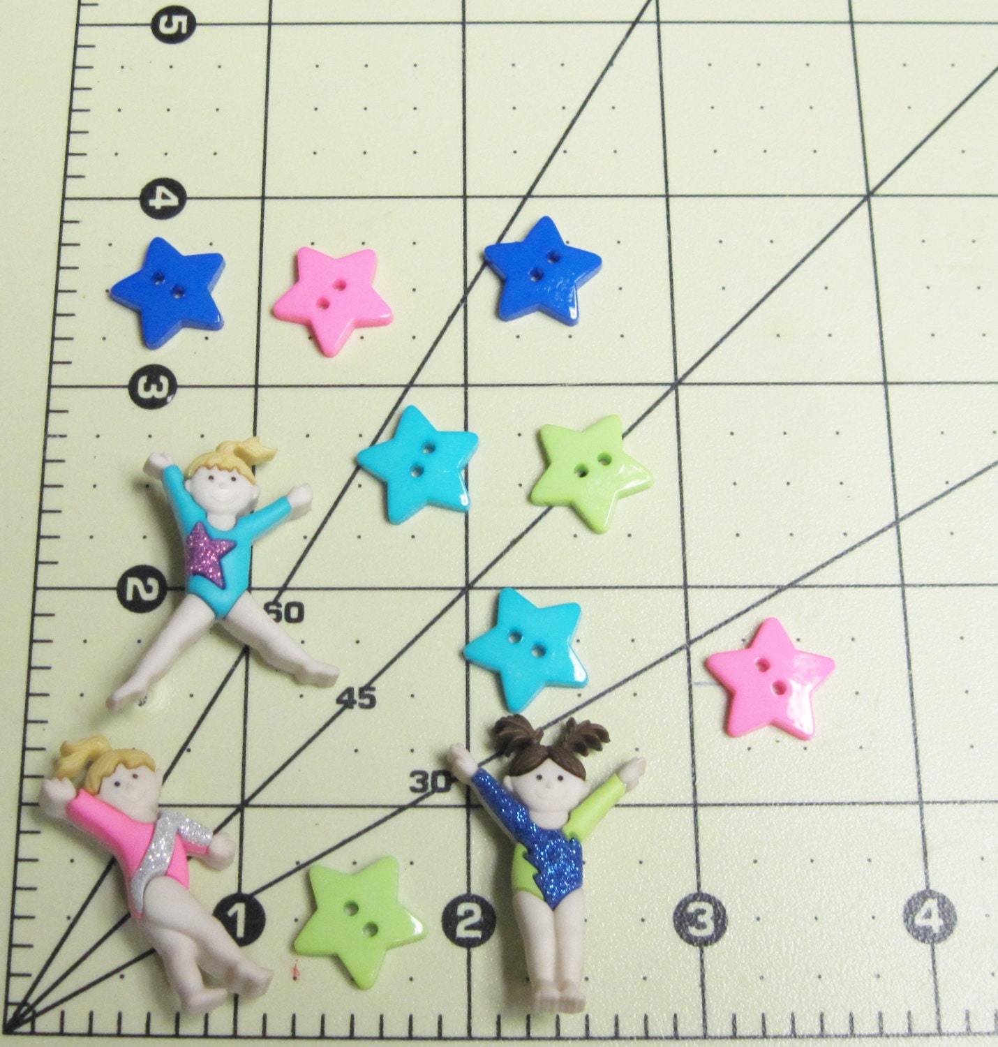 Tiny Tumblers Gymnastic Buttons 3 Tumblers and 8 Stars Etsy