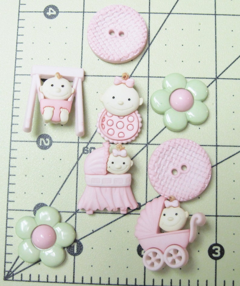 Baby Fun Girl Buttons Set of 8 Pieces Etsy