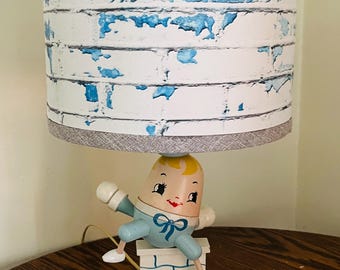 Vintage Humpty Dumpty lamp,  Handmade, up-cycled, nurserycore, Baby's Room Decor